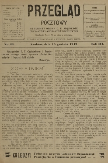 Przegląd Pocztowy : niezawisły organ c. k. Adjunktów, Oficyantów i Aspirantów Pocztowych. R.3, 1912, nr 23