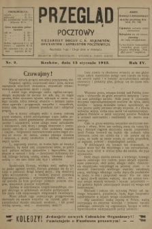 Przegląd Pocztowy : niezawisły organ c. k. Adjunktów, Oficyantów i Aspirantów Pocztowych. R.4, 1913, nr 2