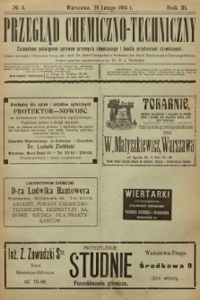 Przegląd Chemiczno-Techniczny : czasopismo poświęcone sprawom przemysłu chemicznego i handlu przetworami chemicznymi. R.3, 1914, №  3