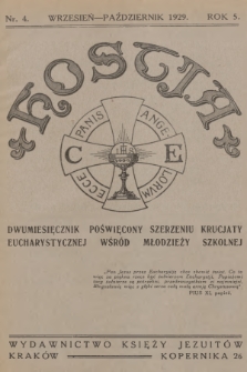 Hostia : dwumiesięcznik poświęcony szerzeniu krucjaty eucharystycznej wśród młodzieży szkolnej. R.5, 1929, nr 4