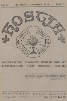 Hostia : dwumiesięcznik poświęcony szerzeniu krucjaty eucharystycznej wśród młodzieży szkolnej. R.5, 1929, nr 5