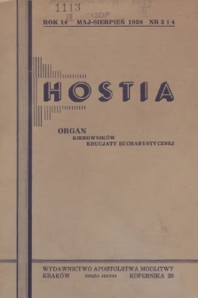 Hostia : organ kierowników Krucjaty Eucharystycznej. R.14, 1938, nr 3-4
