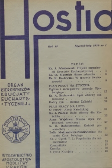 Hostia : organ kierowników Krucjaty Eucharystycznej. R.15, 1939, nr 1