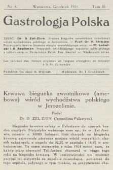 Gastrologja Polska. T.3, 1931, nr 4 + wkładka