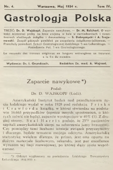 Gastrologja Polska. T.4, 1934, nr 4