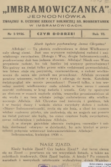 Imbramowiczanka : jednodniówka Związku b. Uczenic Szkoły Rolniczej SS. Norbertanek w Imbramowicach. R.6, 1936, nr 1