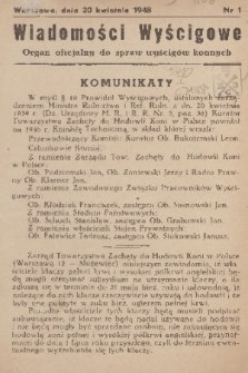 Wiadomości Wyścigowe : organ oficjalny do spraw wyścigów konnych. 1948, nr 1