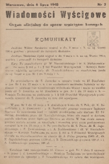 Wiadomości Wyścigowe : organ oficjalny do spraw wyścigów konnych. 1948, nr 2