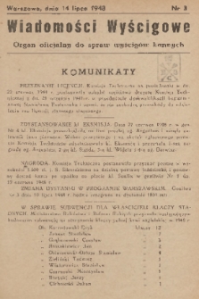 Wiadomości Wyścigowe : organ oficjalny do spraw wyścigów konnych. 1948, nr 3