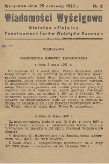 Wiadomości Wyścigowe : biuletyn oficjalny Państwowych Torów Wyścigów Konnych. 1957, nr 2