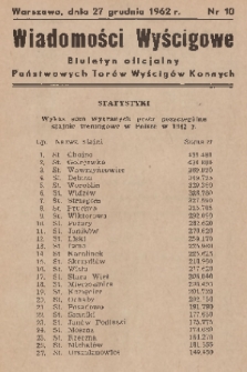 Wiadomości Wyścigowe : biuletyn oficjalny Państwowych Torów Wyścigów Konnych. 1962, nr 10