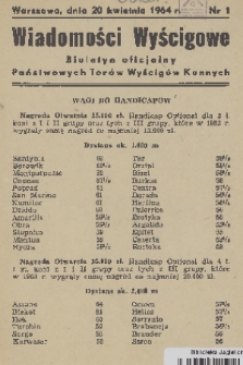 Wiadomości Wyścigowe : biuletyn oficjalny Państwowych Torów Wyścigów Konnych. 1964, nr 1