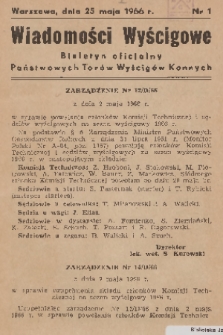 Wiadomości Wyścigowe : biuletyn oficjalny Państwowych Torów Wyścigów Konnych. 1966, nr 1