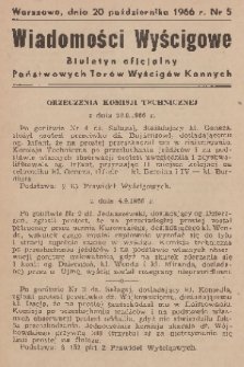 Wiadomości Wyścigowe : biuletyn oficjalny Państwowych Torów Wyścigów Konnych. 1966, nr 5