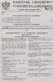 Dziennik Urzędowy Województwa Zamojskiego. 1995, nr 5