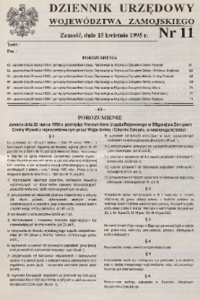 Dziennik Urzędowy Województwa Zamojskiego. 1995, nr 11