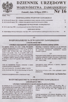 Dziennik Urzędowy Województwa Zamojskiego. 1995, nr 16