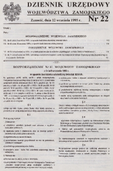 Dziennik Urzędowy Województwa Zamojskiego. 1995, nr 22