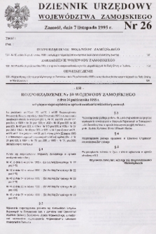 Dziennik Urzędowy Województwa Zamojskiego. 1995, nr 26