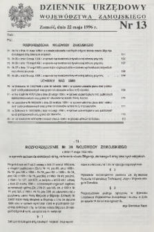 Dziennik Urzędowy Województwa Zamojskiego. 1996, nr 13