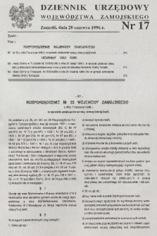 Dziennik Urzędowy Województwa Zamojskiego. 1996, nr 17