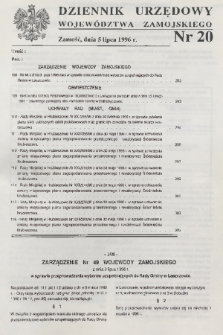 Dziennik Urzędowy Województwa Zamojskiego. 1996, nr 20