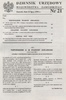 Dziennik Urzędowy Województwa Zamojskiego. 1996, nr 21