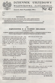 Dziennik Urzędowy Województwa Zamojskiego. 1996, nr 42