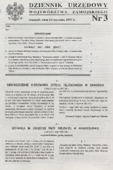 Dziennik Urzędowy Województwa Zamojskiego. 1997, nr 3