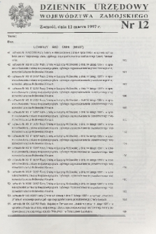 Dziennik Urzędowy Województwa Zamojskiego. 1997, nr 12