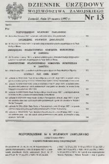 Dziennik Urzędowy Województwa Zamojskiego. 1997, nr 13