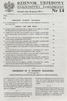 Dziennik Urzędowy Województwa Zamojskiego. 1997, nr 14