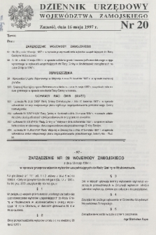 Dziennik Urzędowy Województwa Zamojskiego. 1997, nr 20