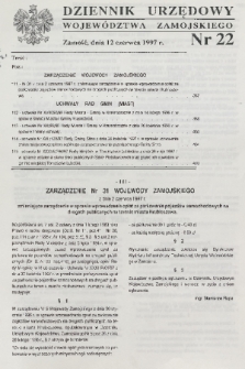 Dziennik Urzędowy Województwa Zamojskiego. 1997, nr 22