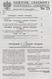 Dziennik Urzędowy Województwa Zamojskiego. 1997, nr 23
