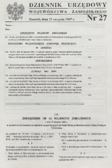 Dziennik Urzędowy Województwa Zamojskiego. 1997, nr 27