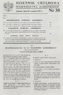 Dziennik Urzędowy Województwa Zamojskiego. 1997, nr 30