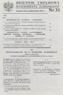 Dziennik Urzędowy Województwa Zamojskiego. 1997, nr 31