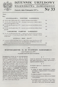 Dziennik Urzędowy Województwa Zamojskiego. 1997, nr 33