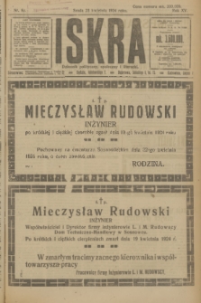 Iskra : dziennik polityczny, społeczny i literacki. R.15 (1924), nr 92