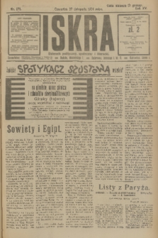 Iskra : dziennik polityczny, społeczny i literacki. R.15 (1924), nr 271