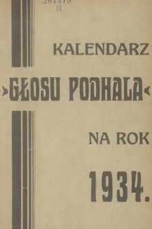 Kalendarz „Głosu Podhala” na Rok 1934