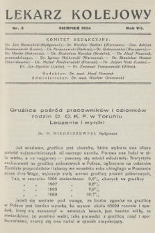 Lekarz Kolejowy. R.7, 1934, nr 3