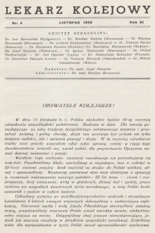 Lekarz Kolejowy. R.11, 1938, nr 4