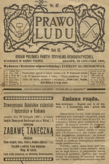 Prawo Ludu : organ Polskiej Partyi Socyalno-Demokratycznej. R.11, 1908, nr 47