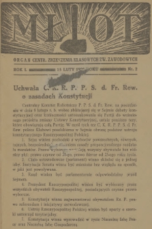 Młot : organ Centr. Zrzeszenia Klasowych Zw. Zawodowych. R.1, 1929, nr 2