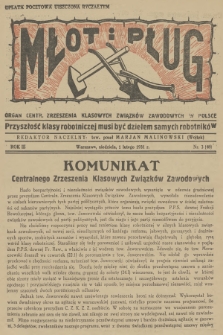 Młot i Pług : organ Centr. Zrzeszenia Klasowych Związków Zawodowych w Polsce. R.3, 1931, nr 3