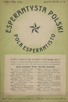 Pola Esperantisto : monata organo de polaj esperantistoj = Esperantysta Polski : organ esperantystów polskich. J.4, 1909, nr 7-8