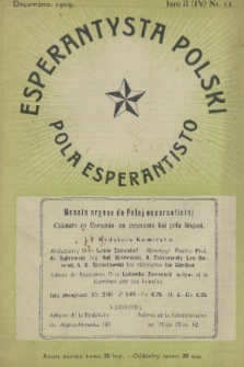 Pola Esperantisto : monata organo de polaj esperantistoj = Esperantysta Polski : organ esperantystów polskich. J.4, 1909, nr 12