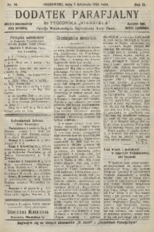 Dodatek Parafjalny do tygodnika „Niedziela” Parafji Wniebowzięcia Najświętszej Marji Panny. 1935, nr 14